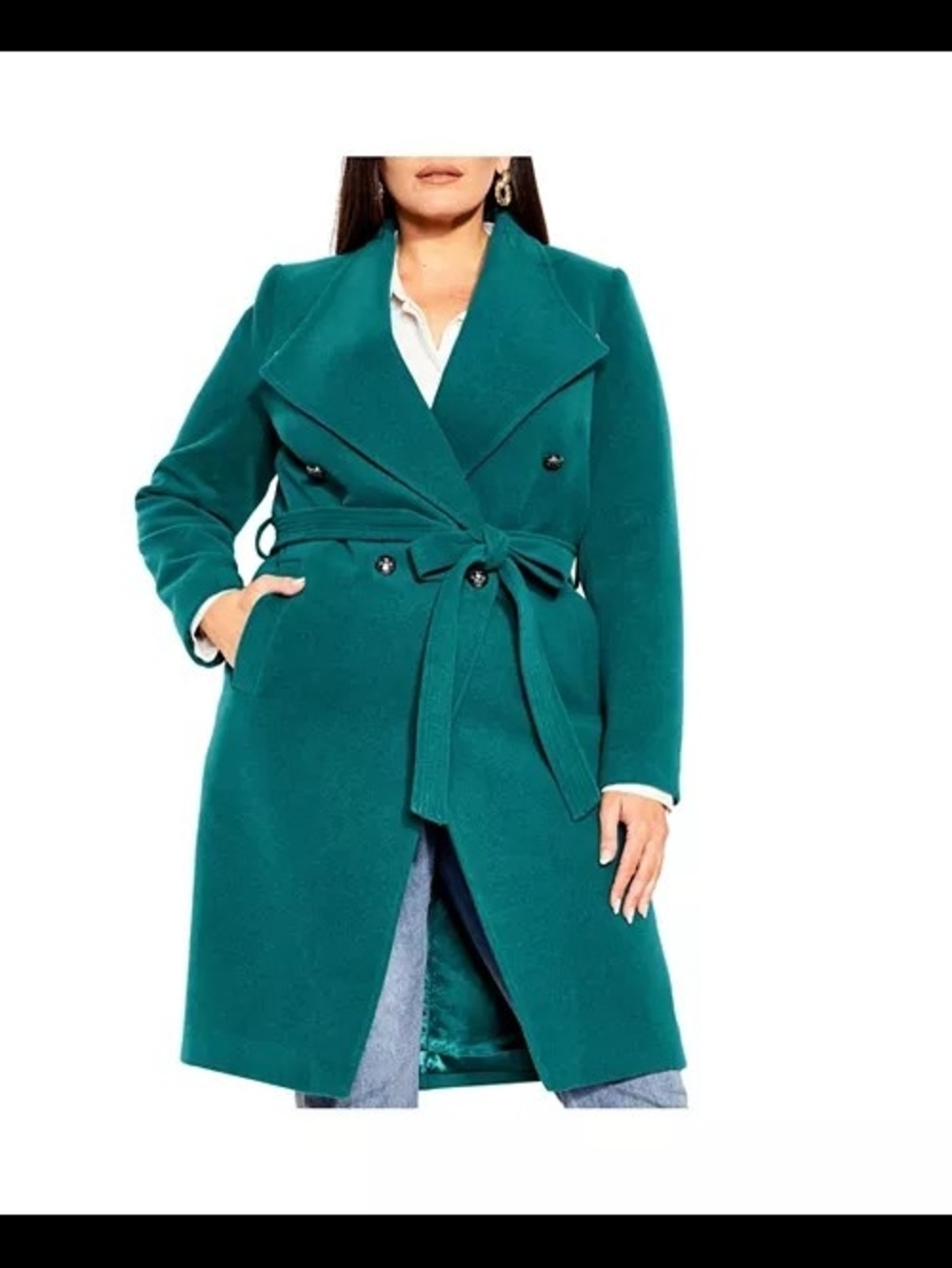NWOT City Chic Teal Sassy Military Coat Size 20 (L)